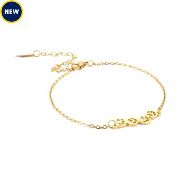Hollywood Sensation Pawsy Daisy Paw Print Link Chain Bracelet, Gold - Carousel image #1