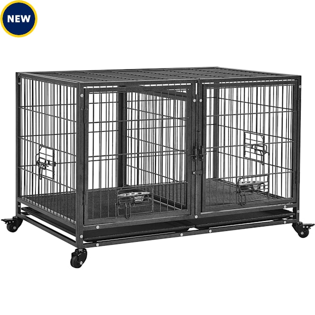 Topeakmart W/ Divider Rolling For Small Dog Crate, 42.5" L X 29" H, Black - Carousel image #1