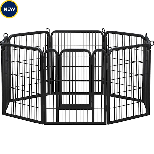 Topeakmart 8 Panels Dog Playpen with Door, 78.7" L X 31.5" H, Black - Carousel image #1