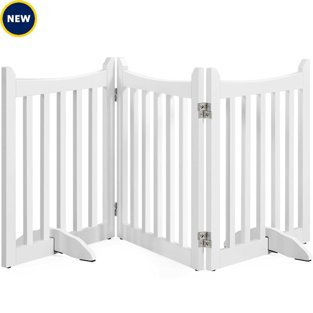 Topeakmart 3-Panel Foldable Pet Gate with Door for Small Pet Dogs, 60" L X 24" H, White - Carousel image #1