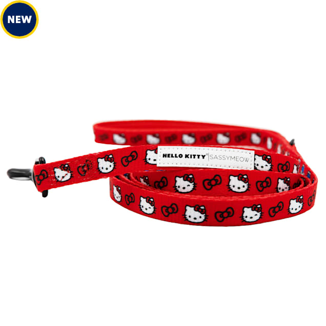 Sassy Meow Cat Leash, Hello Kitty Red, 6 ft. Long, .6 in. Wide - Carousel image #1