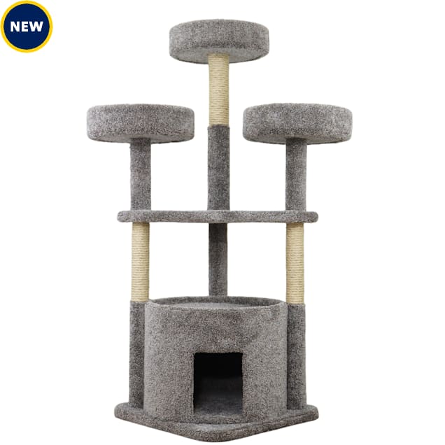 New Cat Condos Main Coon Cat House, Cat Tree, 60" H, Gray - Carousel image #1