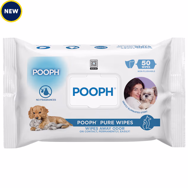 POOPH Pure Wipes Gentle, Fast and Convenient Odor-Elimination, NO Fragrances, NO Harsh Chemicals for Dogs, Blue, Count of 50 - Carousel image #1