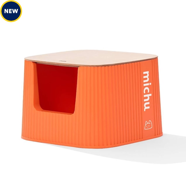 Michu Deluxe Cat Litter Box with Bamboo Lid, Coral, XX-Large - Carousel image #1