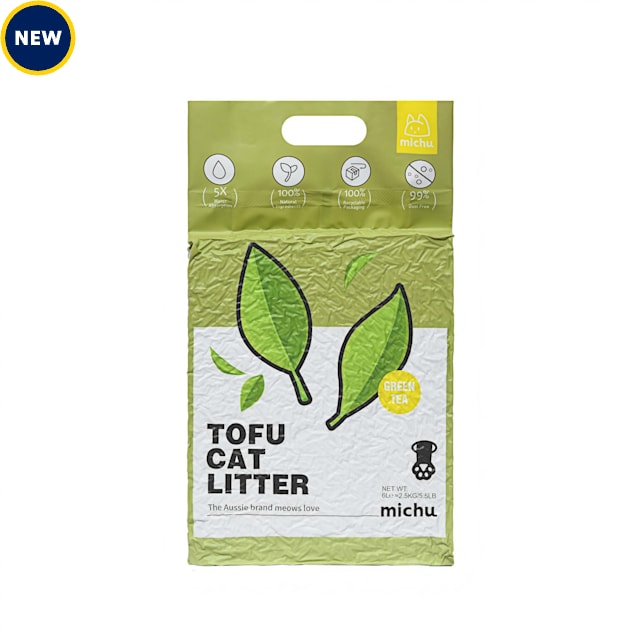 Michu Flushable & Clumping, Green Tea Scent Natural Tofu Cat Litter, 5.5 lbs. - Carousel image #1