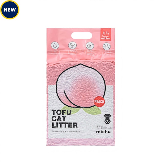 Michu Flushable & Clumping, Peach Scent Natural Tofu Cat Litter, 5.5 lbs. - Carousel image #1
