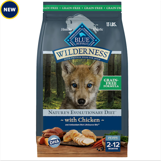 Blue Buffalo Wilderness with Real Chicken, Grain-Free, Natural Ingredients, Chicken Puppy High-Protein Dry Dog Food, 13 lbs. - Carousel image #1
