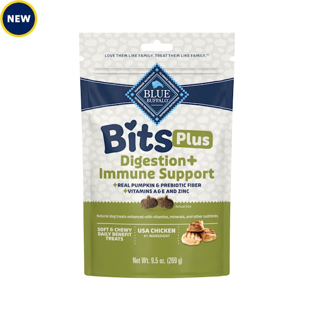 Blue Buffalo Soft & Chewy Chicken, Pumpkin Morsels Bits Plus Digestion & Immune Support Daily Benefit Dog Treats, 9.5 oz. - Carousel image #1