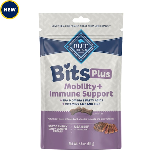 Blue Buffalo Soft & Chewy Beef Morsels BLUE Bits Plus Mobility and Immune Support Daily Benefit Dog Treats, 3.5 oz. - Carousel image #1