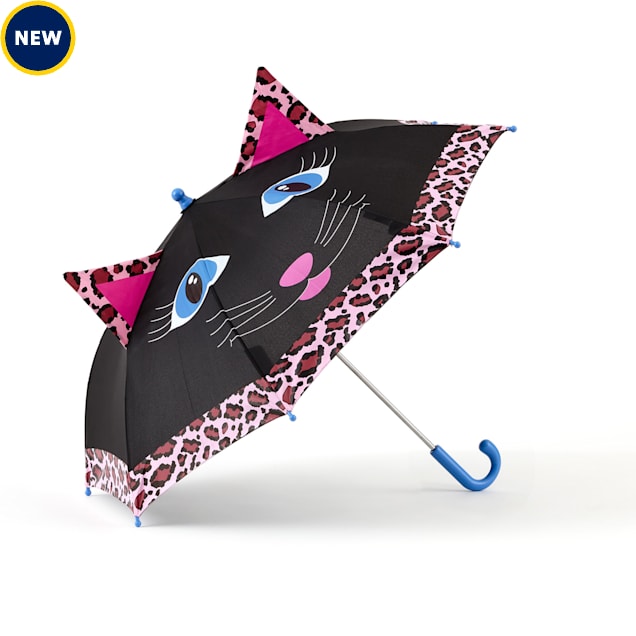 SHED RAIN Rain Essentials Kids' Riley Cat Manual Stick Umbrella, 33 in - Carousel image #1