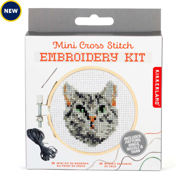 Kikkerland Design Cat Mini Cross Stitch Embroidery Kit - Carousel image #1