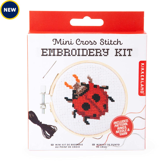 Kikkerland Design Ladybug Mini Cross Stitch Embroidery Kit - Carousel image #1