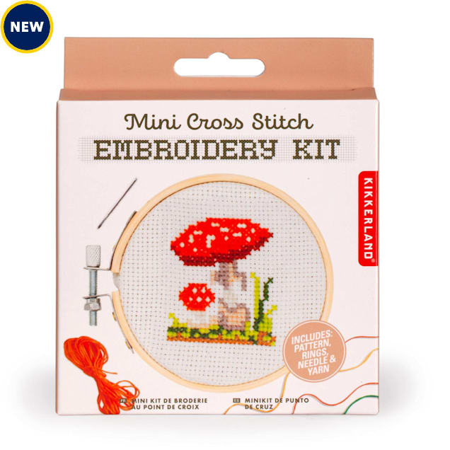 Kikkerland Design Mushroom Mini Cross Stitch Embroidery Kit - Carousel image #1