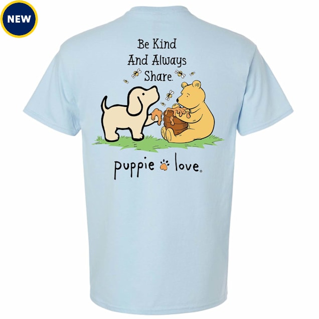 Puppie Love Be Kind and Always Share Pup Adult Unisex T-Shirt, Small - Carousel image #1