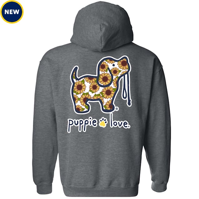 Puppie Love Sunflower Fill Pup Adult Unisex Hooded Sweatshirt, Small - Carousel image #1