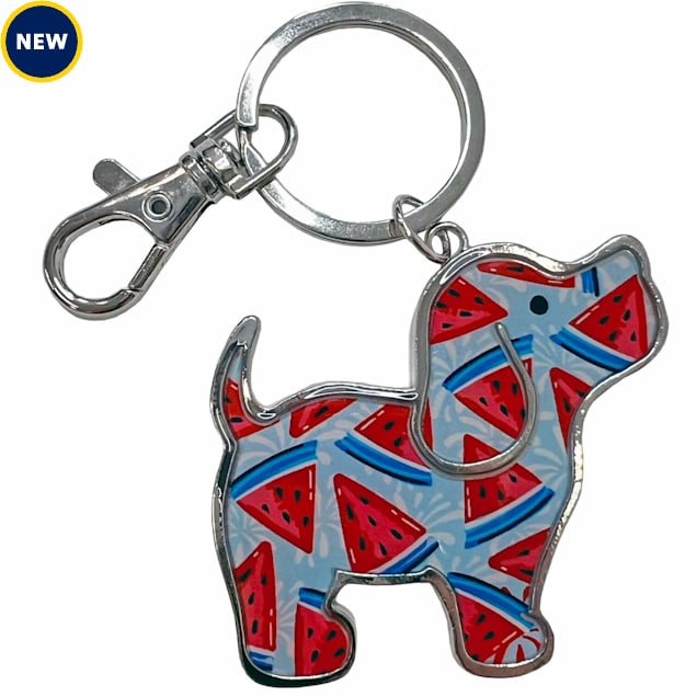 Puppie Love Patriotic Watermelon Pup Metal Key Ring - Carousel image #1