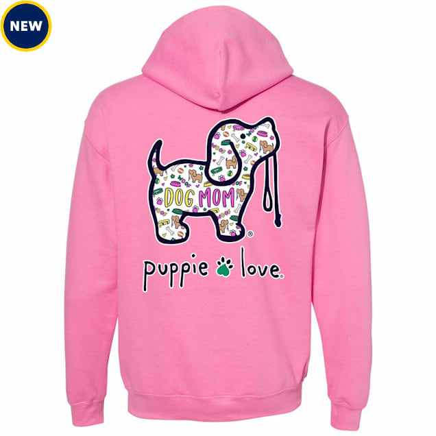Puppie Love Dog Mom Pattern Pup Adult Unisex Hooded Sweatshirt, Small - Carousel image #1