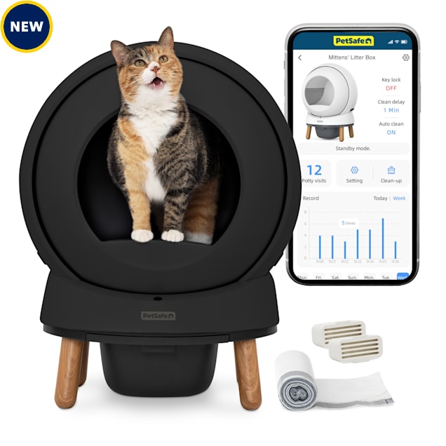 PetSafe Advanced Odor Control, App Controlled with Health Monitoring ScoopFree SmartSpin Self-Cleaning Cat Litter Box, Black - Carousel image #1