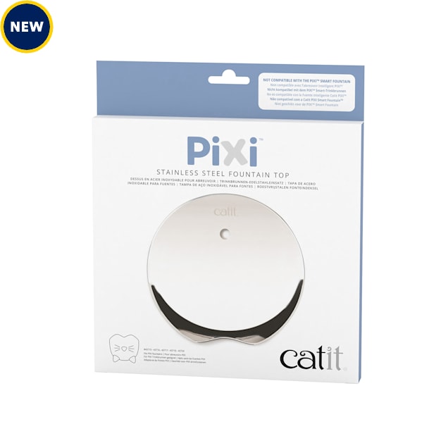 Catit Pixi Fountain Stainless Steel Top Replacement Parts Clean Automatic Water Supply for Cat, 7.7" L X 0.5" W X 1" H, Silver - Carousel image #1