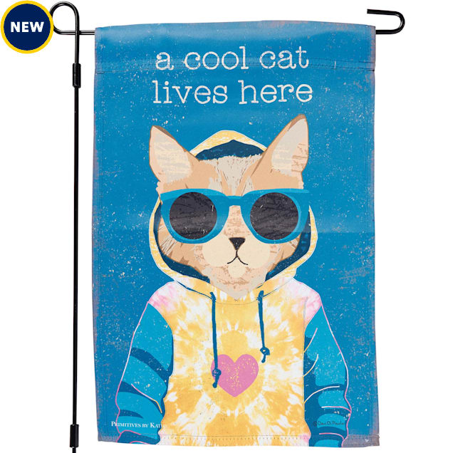 Primitives by Kathy A Cool Cat Lives Here Garden Flag - Carousel image #1