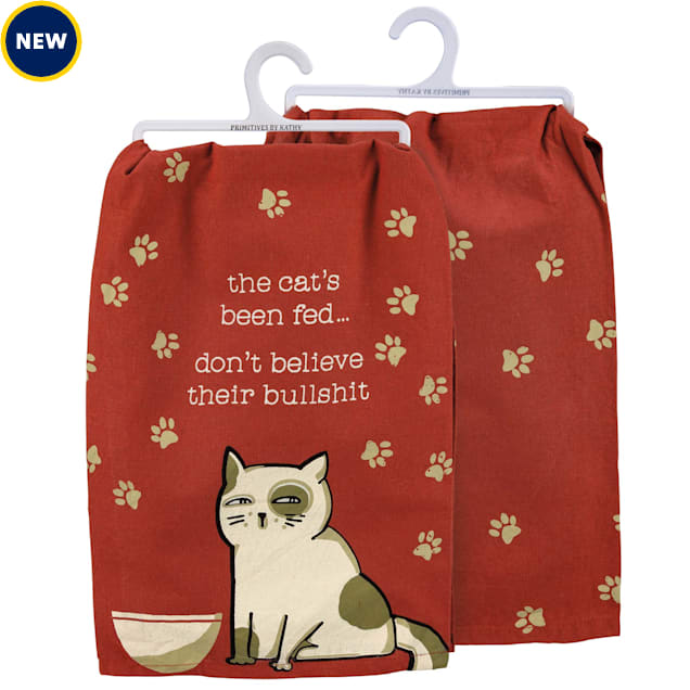 Primitives by Kathy Cat's Been Fed Kitchen Towel - Carousel image #1