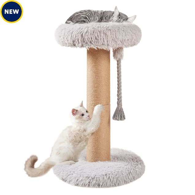 UniPaws Wood Modern Cat Tree with Sisal Scratching Post, Grey, 17.7" L X 17.7" W X 29.5"H - Carousel image #1