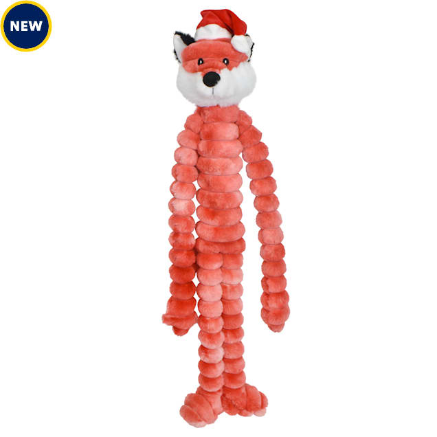 Multipet International Crimpy Cuddler Fox with a Santa Hat Dog Toy, 18" L, Large - Carousel image #1