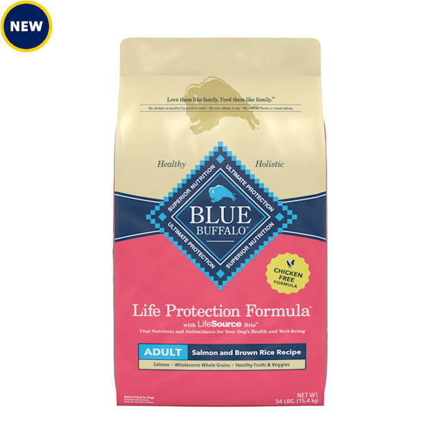 Blue Buffalo Life Protection Formula Salmon & Brown Rice Recipe Made with Natural Ingredients Adult Dry Dog Food, 34 lbs. - Carousel image #1