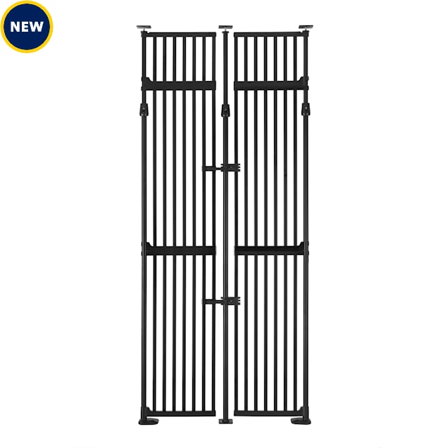 UniPaws 87.7" H Extra Tall Pet Gate with Top Extension, Black, 35"- 38" W X 3.94" D X 74" - 87.7" H - Carousel image #1
