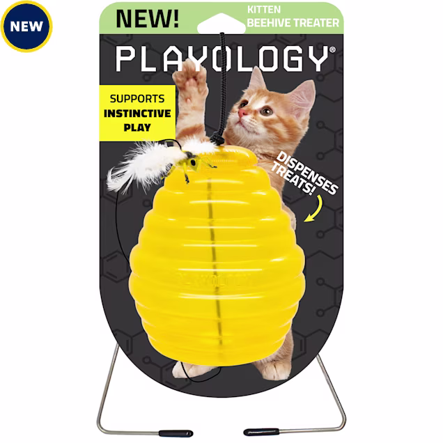 Playology Hanging Beehive Cat Treat Dispenser Toy, Medium - Carousel image #1
