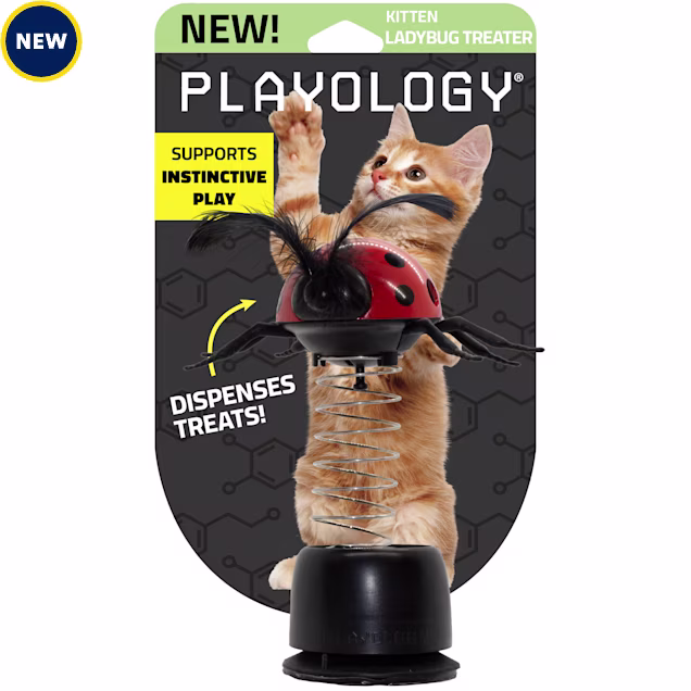 Playology Pop-Up Ladybug Treater Cat Toy Treat Dispenser, Medium - Carousel image #1