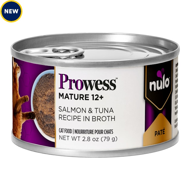 Nulo Prowess Mature 12+ for Senior Cats Salmon & Tuna Pate in Broth Cat Food, 2.8 oz., Case of 12 - Carousel image #1