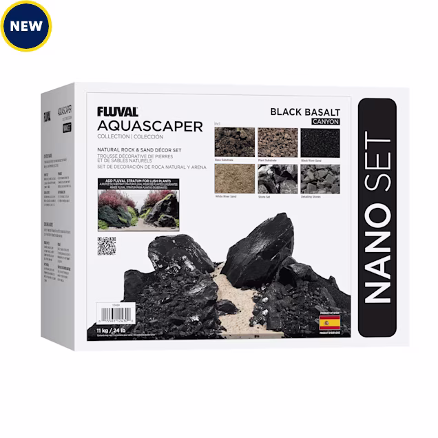 Fluval Nano Aquascaper Natural Rock & Sand Decor Set, 24 lbs., Black Basalt Canyon - Carousel image #1