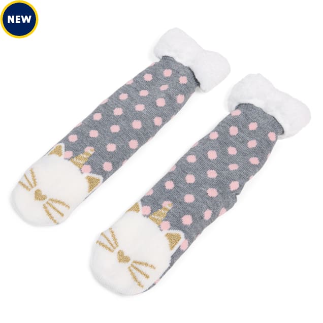 Petco Polka Dot Fuzzy Adult Socks, One Size - Carousel image #1