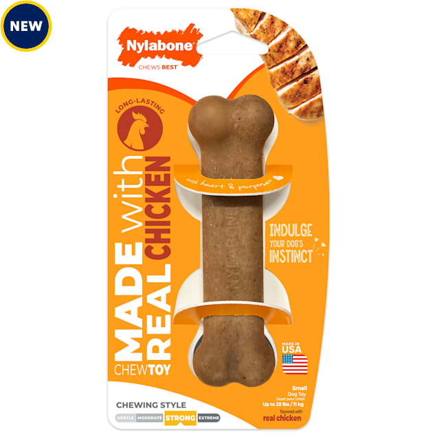 Nylabone Strong Original Bone Made with Real Chicken Dog Chew Toy, Small - Carousel image #1