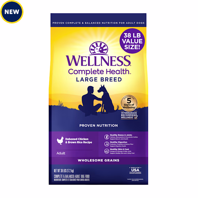 Wellness Complete Health Large Breed Wholesome Grains, Chicken & Brown Rice Recipe Dry Dog Food, 38 lbs. - Carousel image #1