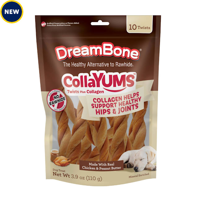 DreamBone CollaYUMS Twists Plus Collagen Chews for Dogs, 3.9 oz., Count of 10 - Carousel image #1