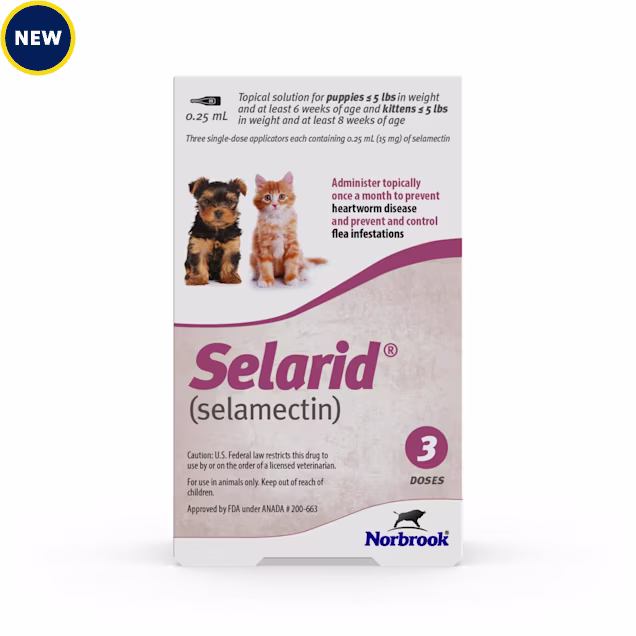 Selarid Puppy/Kitten Topical Solution (Generic) 0-5 lbs, 3 Count - Carousel image #1