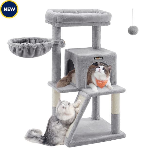 SONGMICS HOME 37.8-Inch Cat Tower with Perch, Scratching Post and Ramp, Light Gray - Carousel image #1