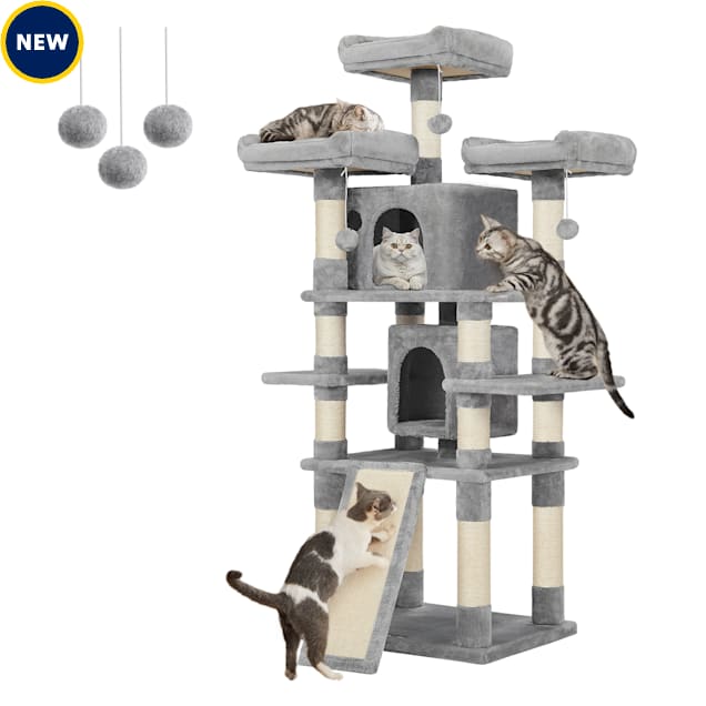 SONGMICS HOME 67-Inch Large Cat Tower, Multi-Level Cat Tree for Indoor Cats with Cozy Perches and Sturdy Structure, Light Gray - Carousel image #1