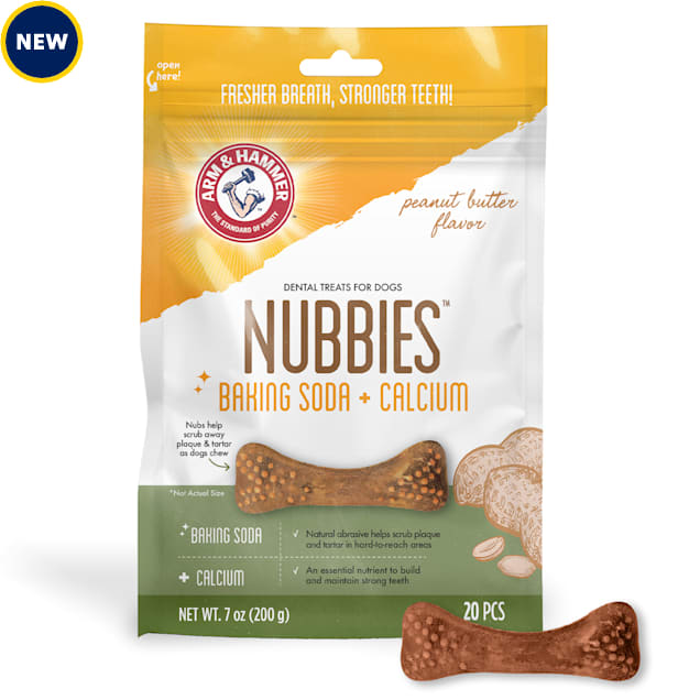 Arm & Hammer Nubbies Dental Treats for Dogs with Baking Soda and Calcium for Pets, Peanut Butter, 7 oz., Count of 20 - Carousel image #1