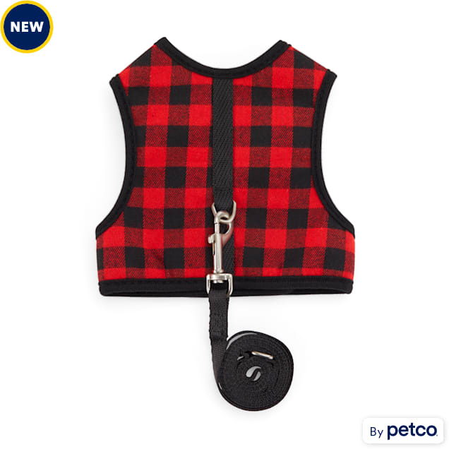 YOULY Buffalo-Check Cat Harness and Leash Set, Medium - Carousel image #1