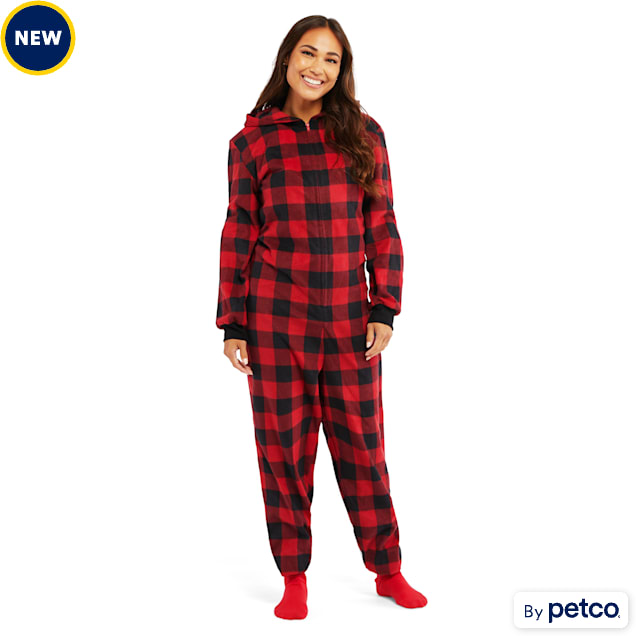 Merry Makings Buffalo Check Pajama for Humans Small Medium Red Petco