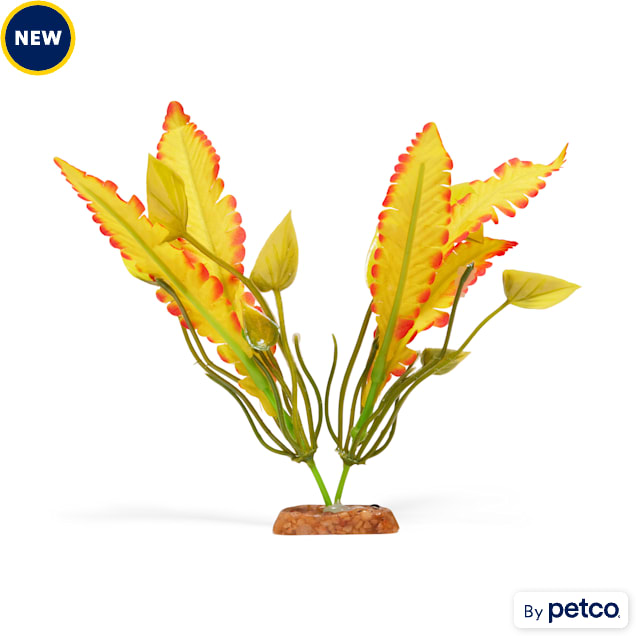 Imagitarium Yellow Orange Silk Plants Aquatic Decor, Small Petco