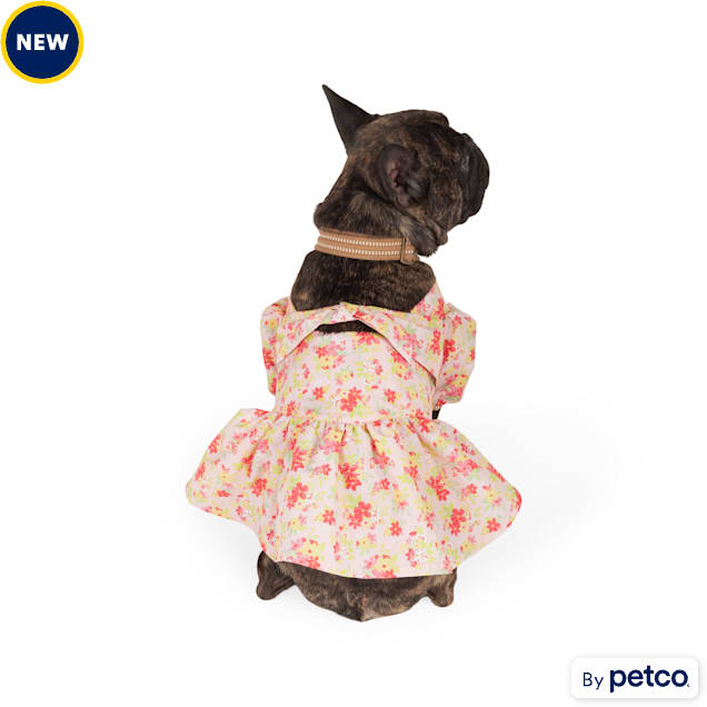 YOULY Floral Woven Dress for Dogs Medium Pink