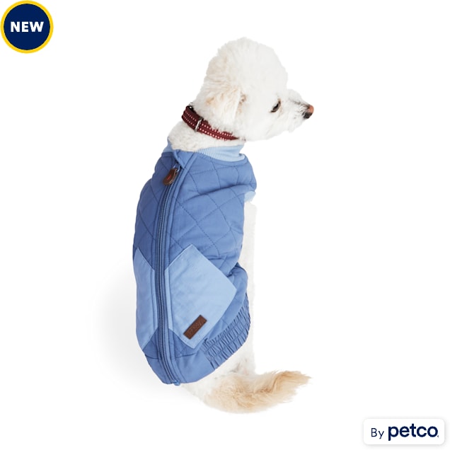 Reddy Quilted Bomber Jacket for Dogs, Blue, XSmall Petco