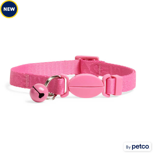 YOULY Basic Meow Jacquard Cat Collar, Pink, Small/Medium - Carousel image #1