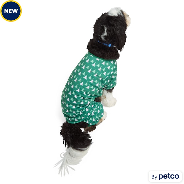 Merry Makings Tree Print Playsuit for Dogs X Small Green Petco