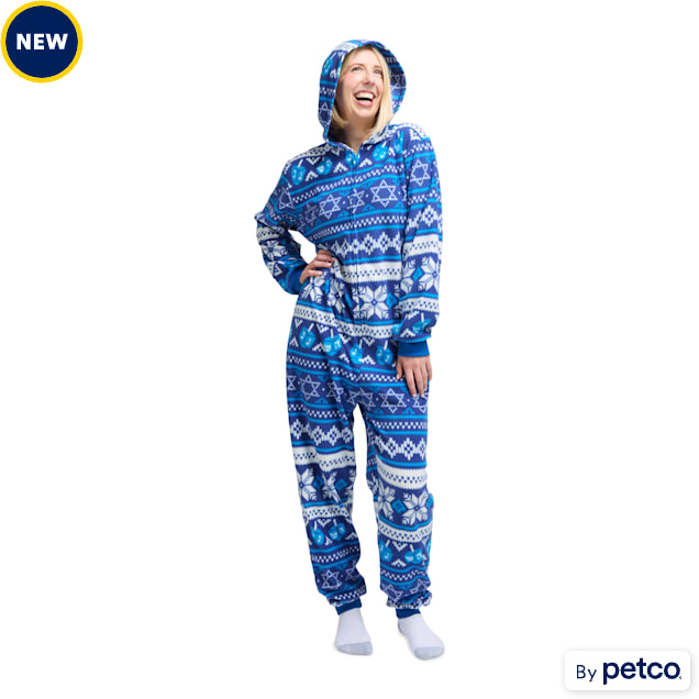 Merry Makings Hanukkah Pajama for Humans Small Medium Blue Petco