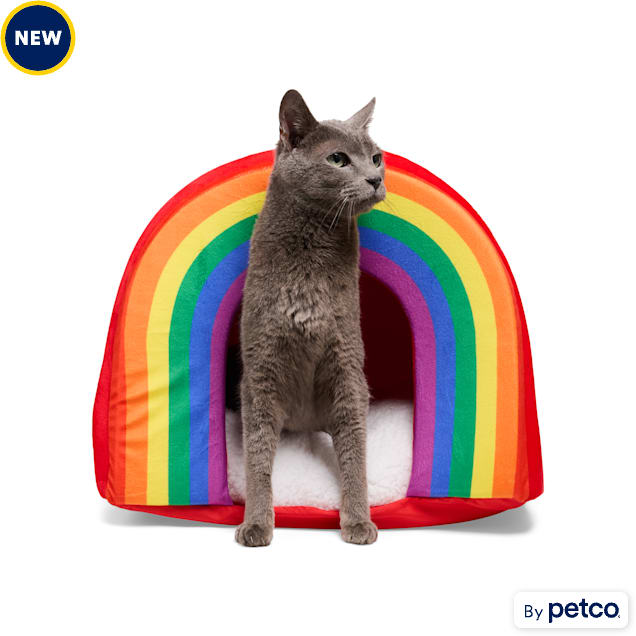 YOULY Pride Rainbow Pet Bed, 18" L X 12" W X 14" H, Rainbow - Carousel image #1